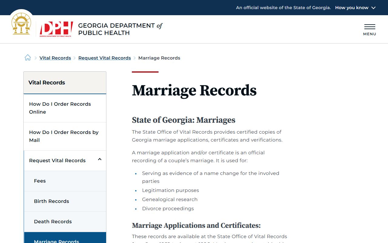 Bleckley County marriage records Georgia DPH request page